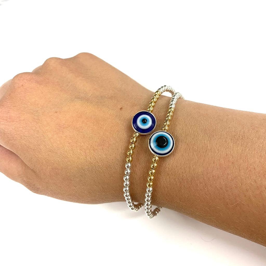 Evil eye elastic bracelet | Adriana McNeely Designer & Goldsmith