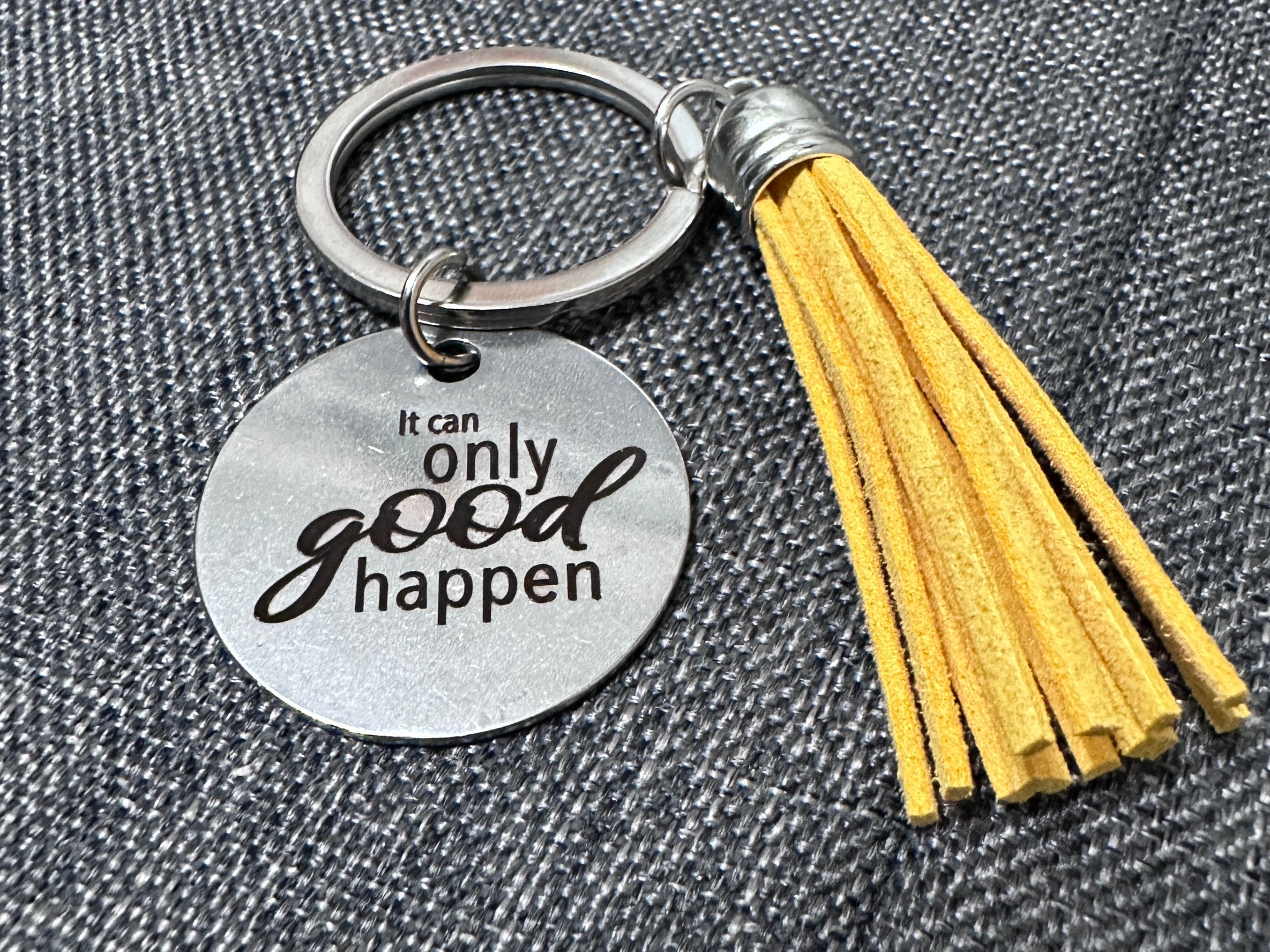 “Nothing Bad / Only Good” Bag Charm – Stainless Steel with Tassel