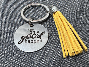 “Nothing Bad / Only Good” Bag Charm – Stainless Steel with Tassel