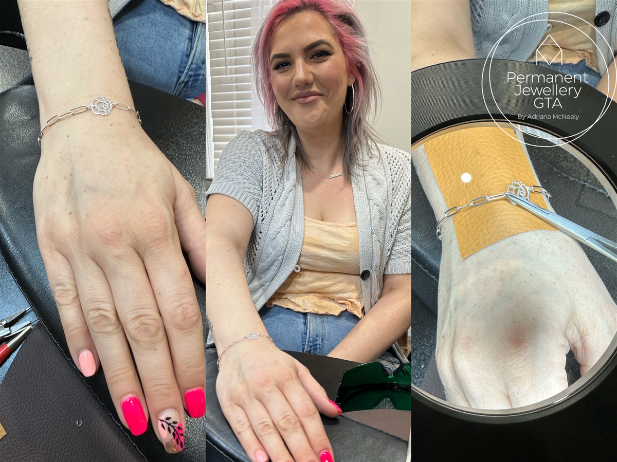 Jewellery, engraving and customer photos from Adriana McNeely's Ajax studio