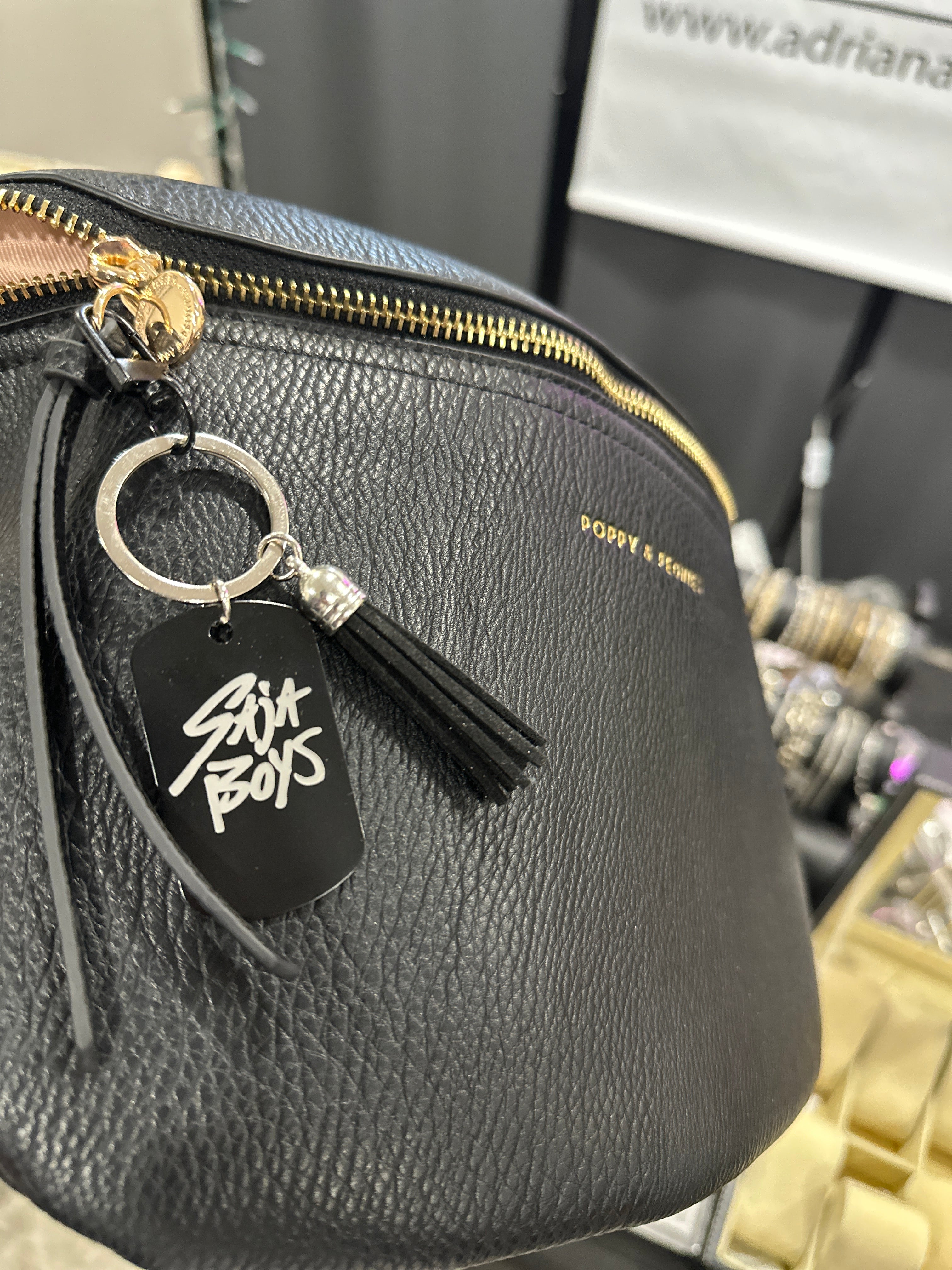 K-Pop Demon Hunters Bag Charm – Saja Boys vs HUNTR/X (Black Stainless Steel)