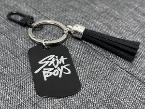 K-Pop Demon Hunters Bag Charm – Saja Boys vs HUNTR/X (Black Stainless Steel)