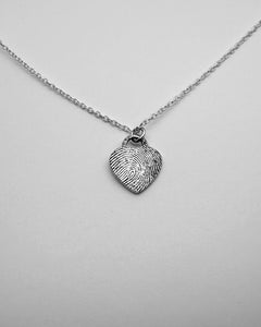 Custom Fingerprint Heart Tag on Silver Chain