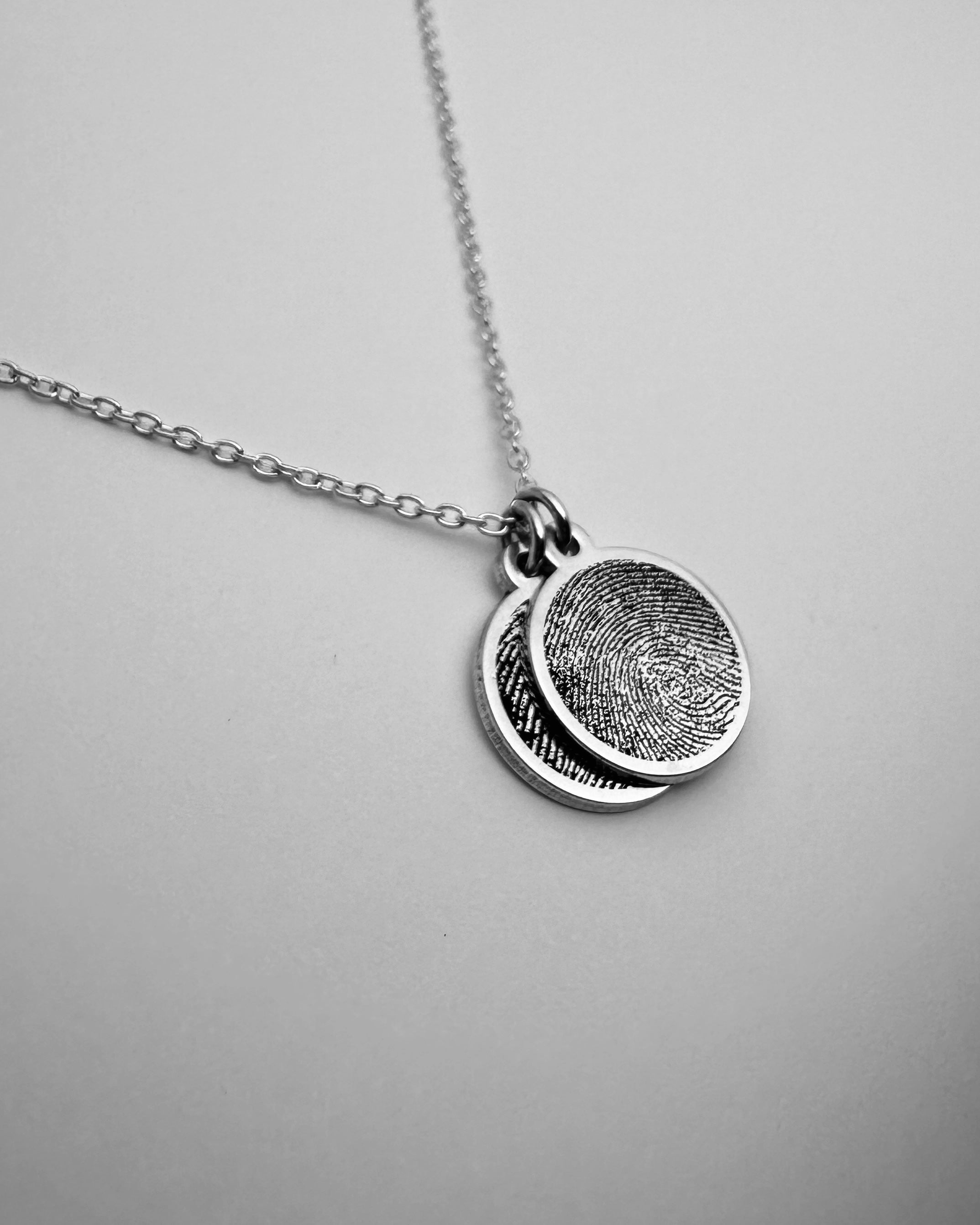 Silver Circle Fingerprint Charm Necklaces