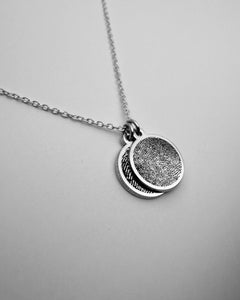 Silver Circle Fingerprint Charm Necklaces