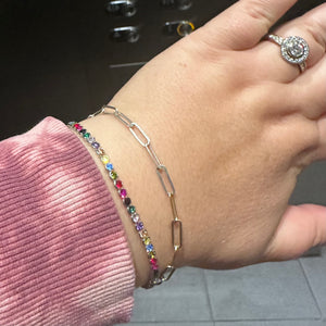 Rainbow tennis bracelet- adjustable