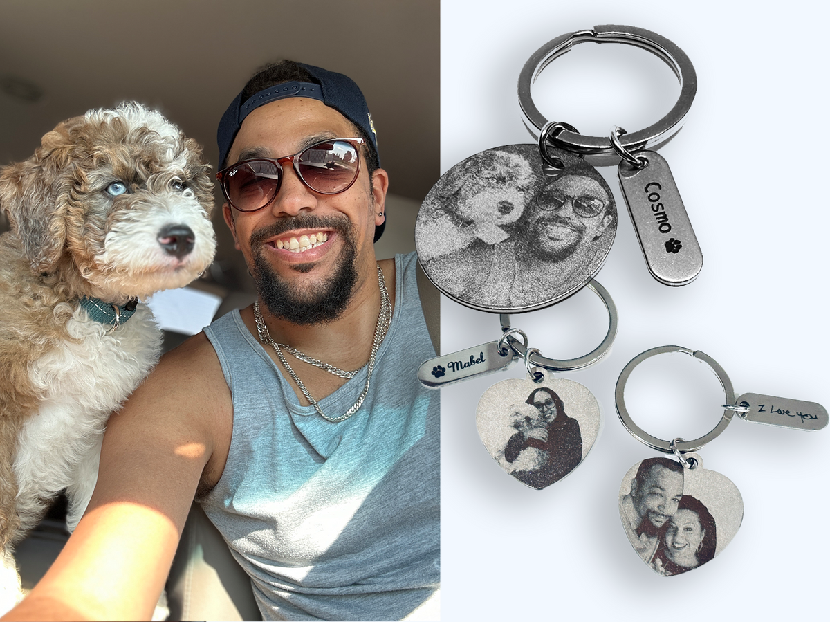 Jewellery, engraving and customer photos from Adriana McNeely's Ajax studio