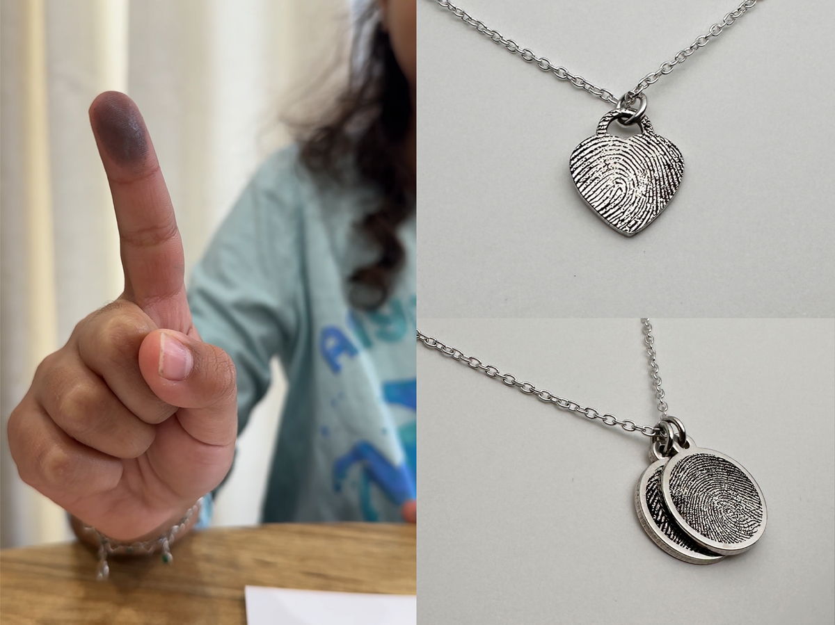 Jewellery, engraving and customer photos from Adriana McNeely's Ajax studio
