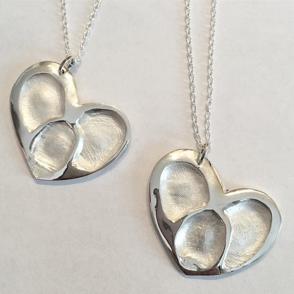Triple Heart Fingerprint Necklace