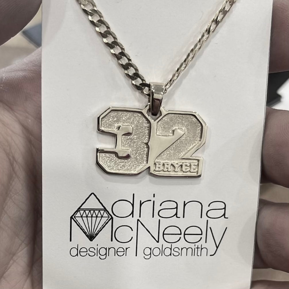 Sports Number Pendant With Name