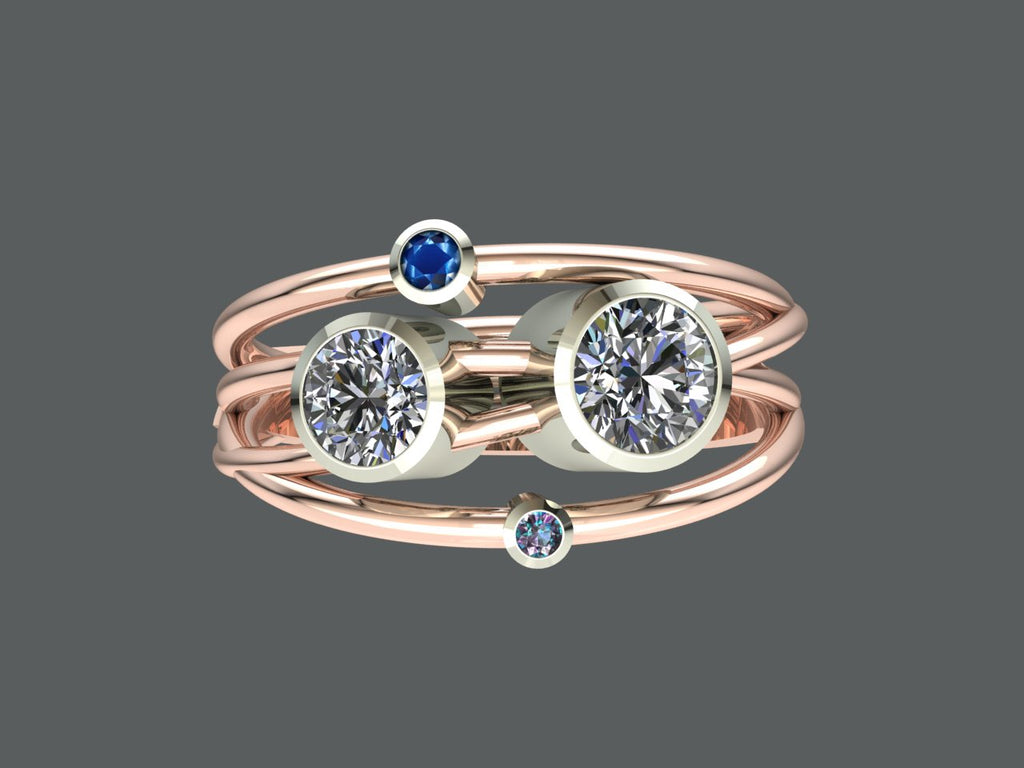 Custom 4 stone ring. Rose and white gold. | Adriana McNeely Designer & Goldsmith
