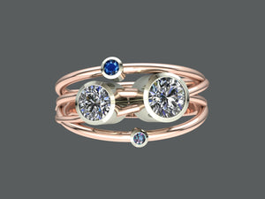 Custom 4 stone ring. Rose and white gold. | Adriana McNeely Designer & Goldsmith