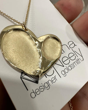 10K Yellow Gold Double Fingerprint Heart | Adriana McNeely Designer & Goldsmith