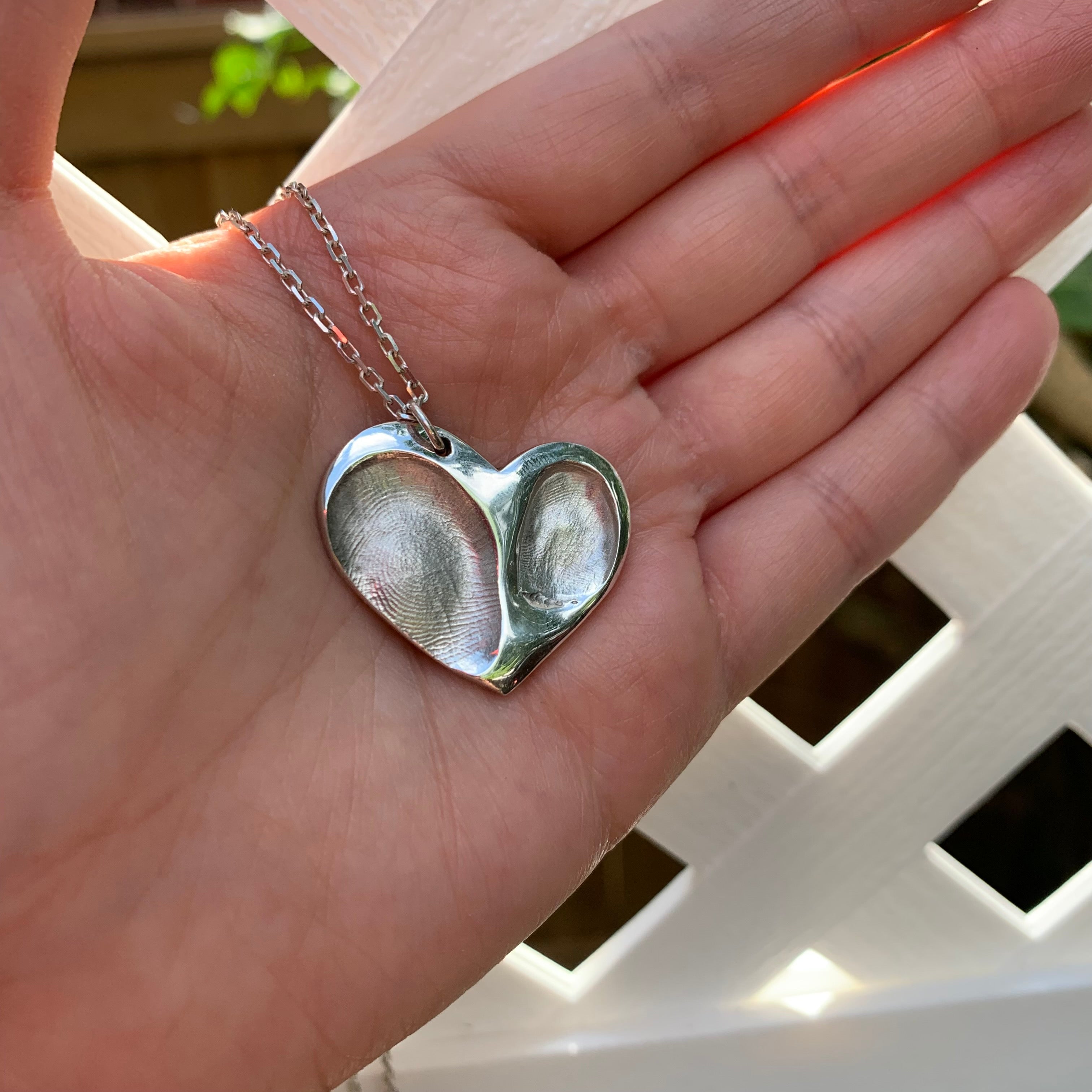 Double Heart Fingerprint Necklace | Adriana McNeely Designer & Goldsmith