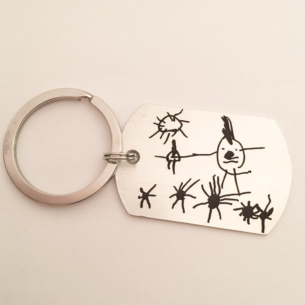 Custom drawing or handwriting keychain | Adriana McNeely Designer & Goldsmith