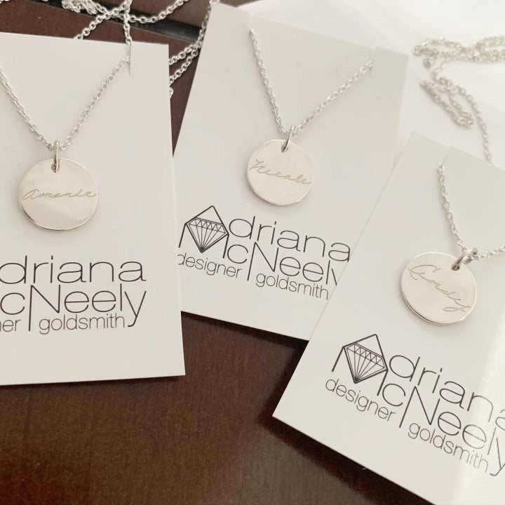 Custom Handwriting Circle | Adriana McNeely Designer & Goldsmith