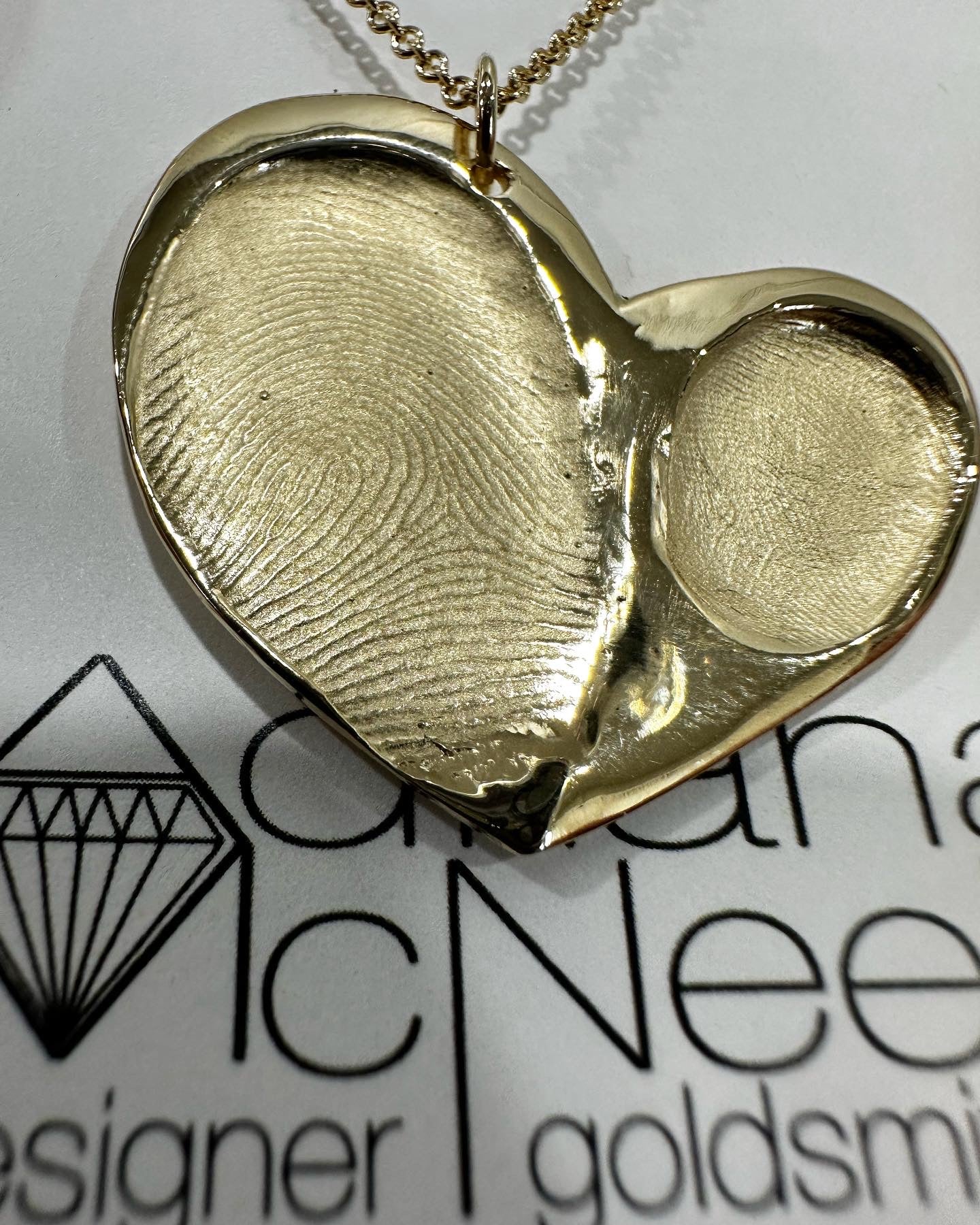 10K Yellow Gold Double Fingerprint Heart | Adriana McNeely Designer & Goldsmith