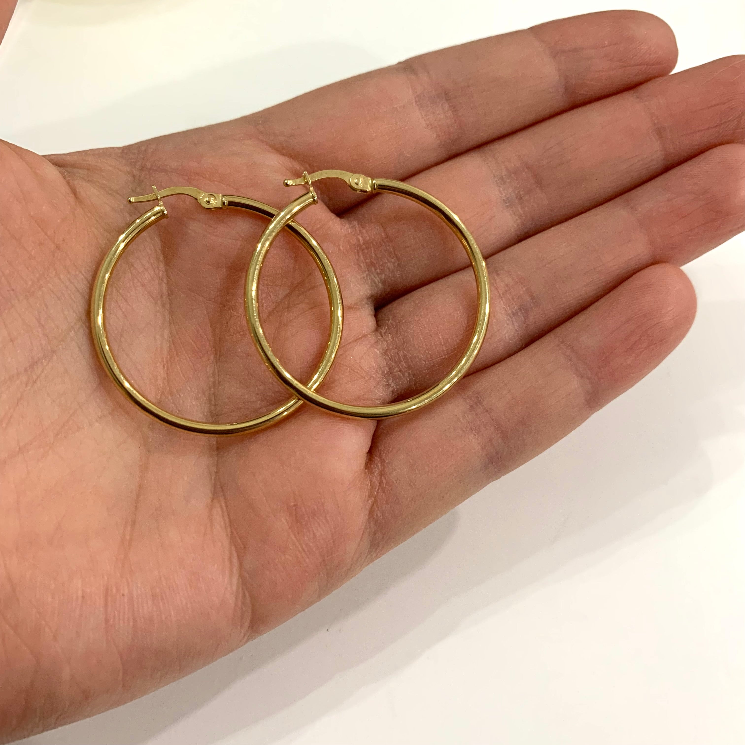 1.3” 10K Gold Hoops | Adriana McNeely Designer & Goldsmith
